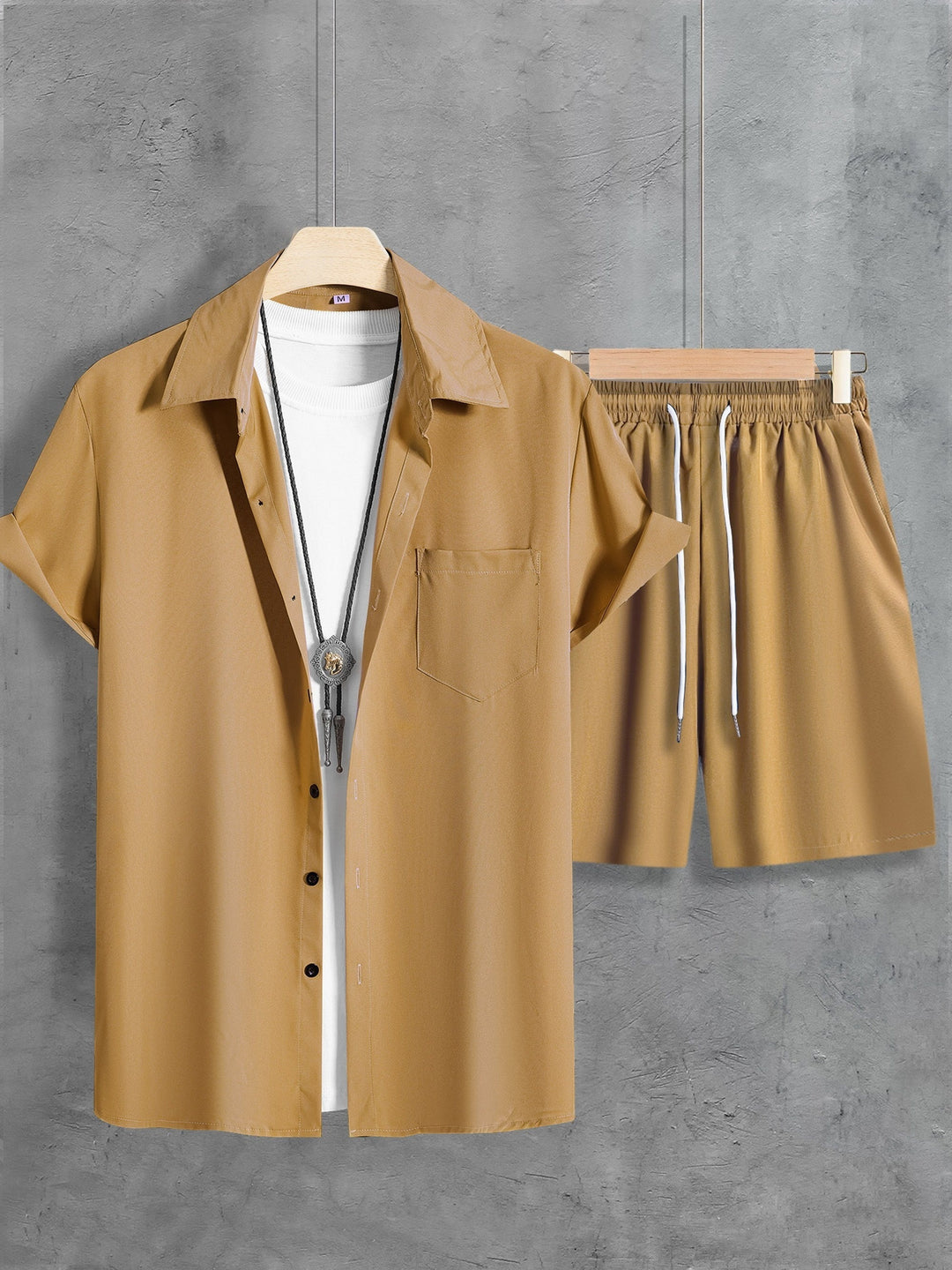 Men's Summer Set | Stylish Revere Collar Shirt & Drawstring Shorts | Breathable & Comfortable