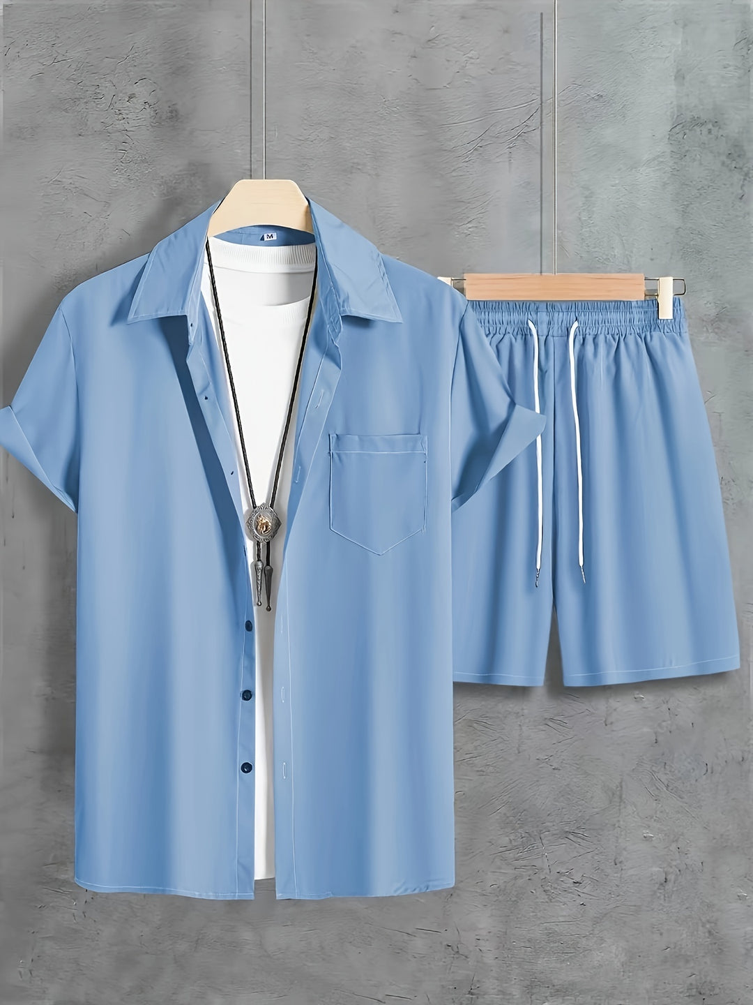Men's Summer Set | Stylish Revere Collar Shirt & Drawstring Shorts | Breathable & Comfortable