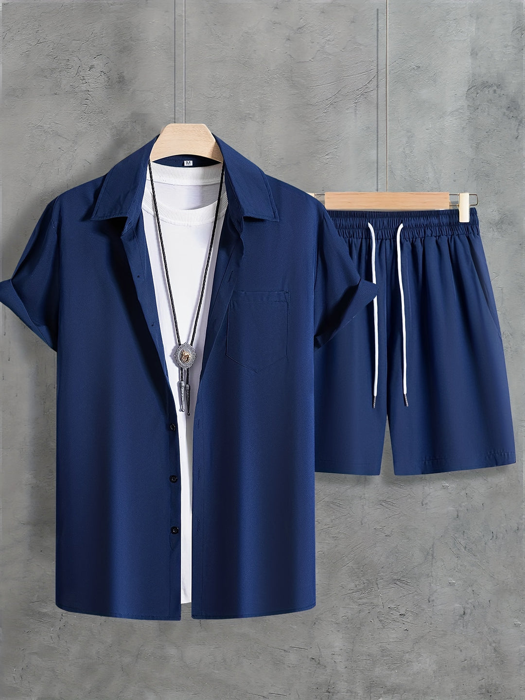 Men's Summer Set | Stylish Revere Collar Shirt & Drawstring Shorts | Breathable & Comfortable
