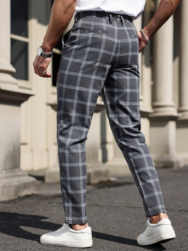 Men's Trousers | Checked Design | Straight Leg | Comfort & Pockets | Spring and Autumn