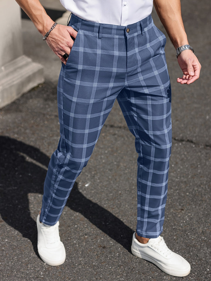 Men's Trousers | Checked Design | Straight Leg | Comfort & Pockets | Spring and Autumn