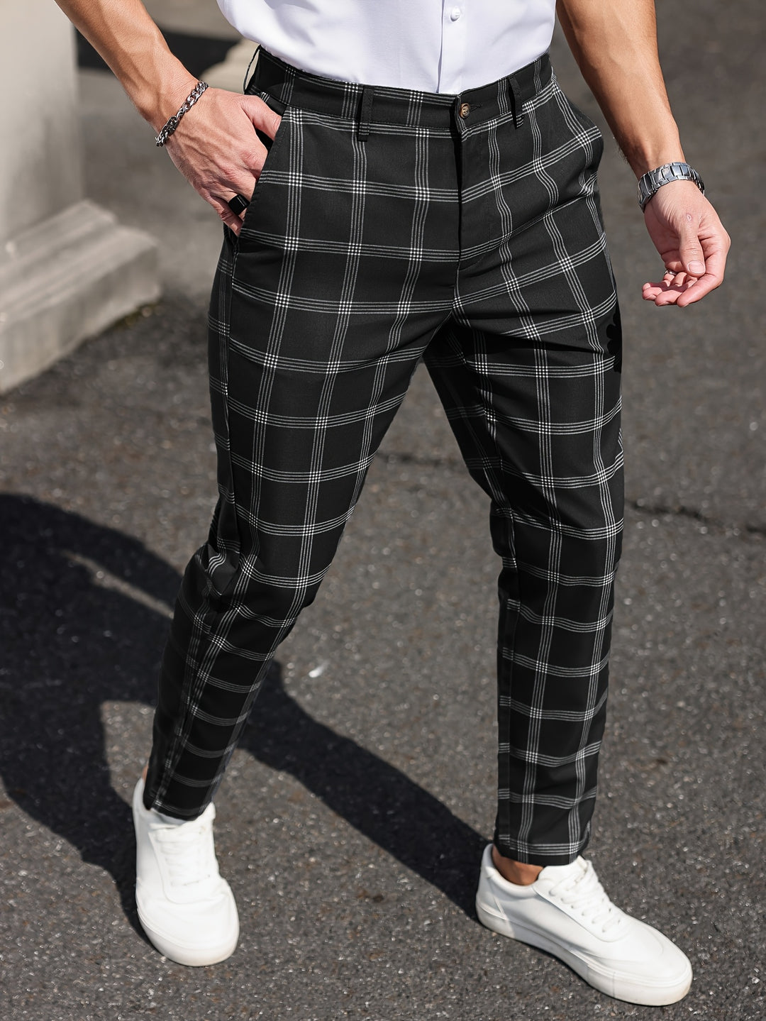 Men's Trousers | Checked Design | Straight Leg | Comfort & Pockets | Spring and Autumn
