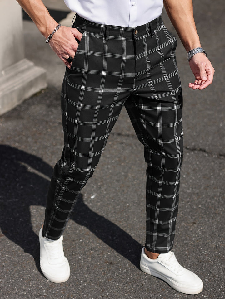 Men's Trousers | Checked Design | Straight Leg | Comfort & Pockets | Spring and Autumn