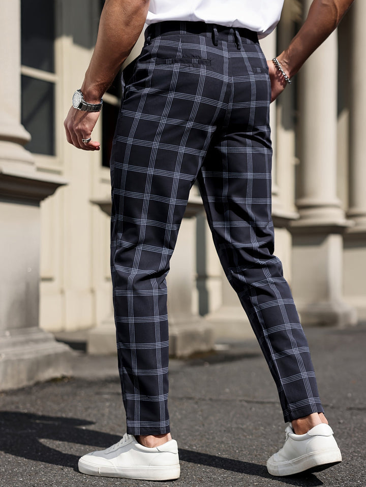 Men's Trousers | Checked Design | Straight Leg | Comfort & Pockets | Spring and Autumn