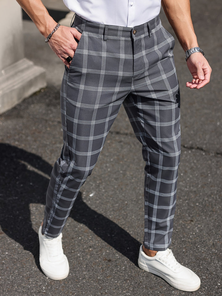Men's Trousers | Checked Design | Straight Leg | Comfort & Pockets | Spring and Autumn