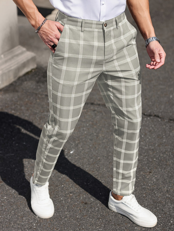 Men's Trousers | Checked Design | Straight Leg | Comfort & Pockets | Spring and Autumn