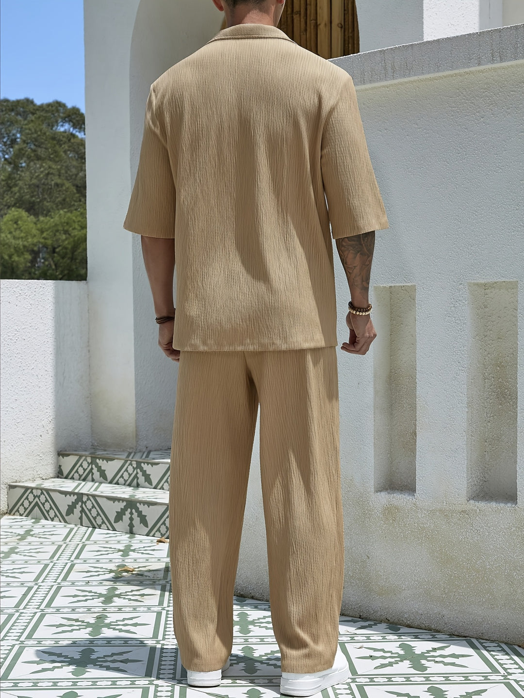 Men's Two-Piece Set | Short Sleeve Shirt & Trousers | Casual & Comfortable
