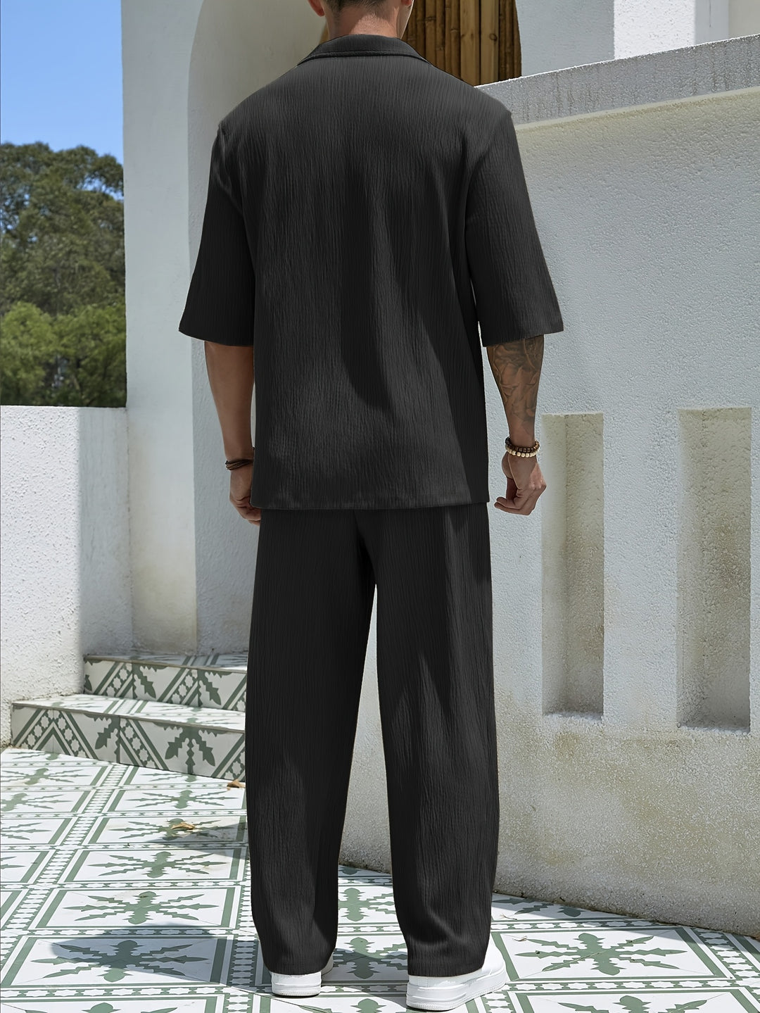 Men's Two-Piece Set | Short Sleeve Shirt & Trousers | Casual & Comfortable