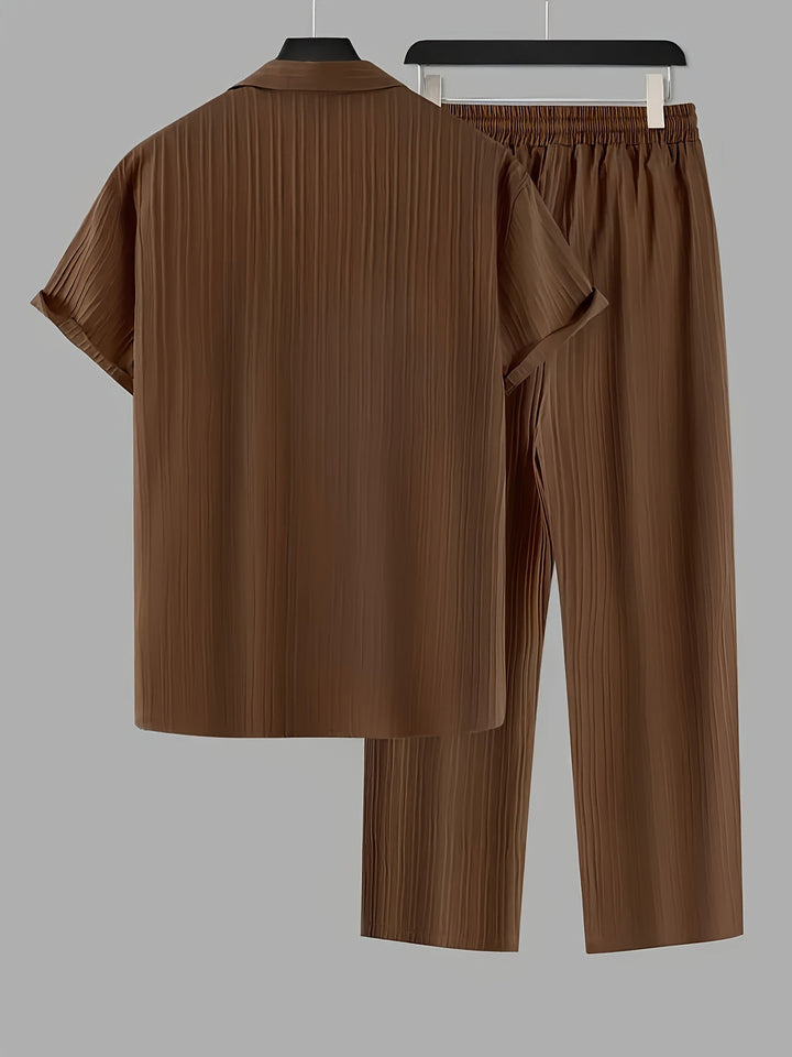 Men's Two-Piece Set | Striped Shirt & Drawstring Pants | Casual & Comfortable | Summer