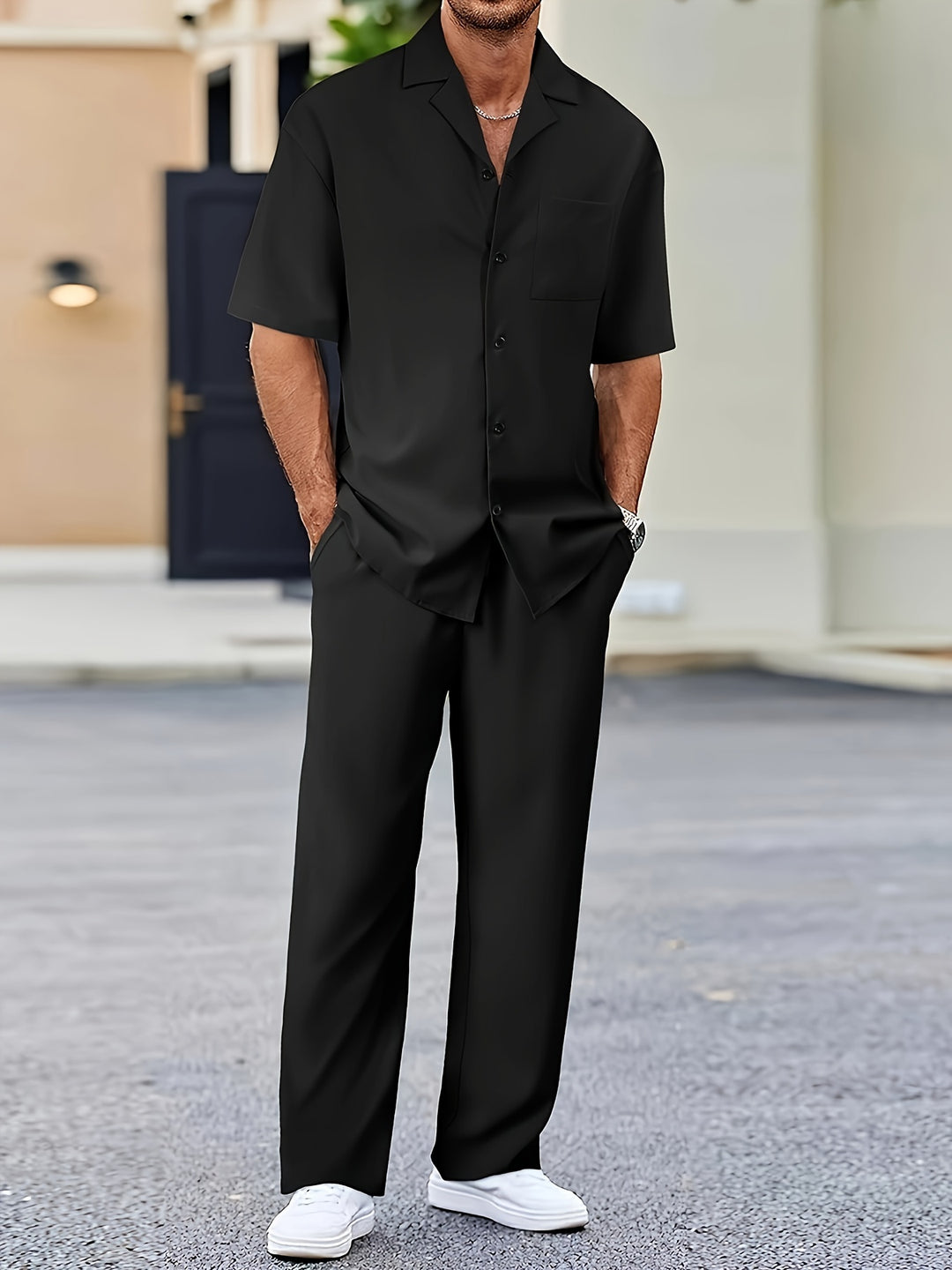 Men's Two-Piece Set | Suit-Inspired Shirt & Pants | Stylish & Comfortable
