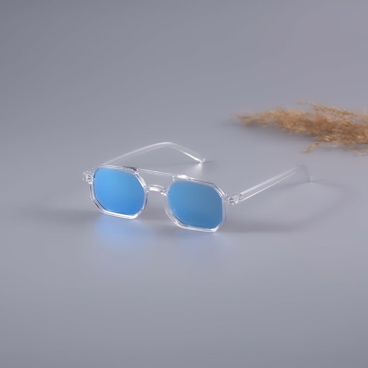 Men's Vintage Sunglasses | Polygonal Double Bridge | Transparent Frame & UV Protection