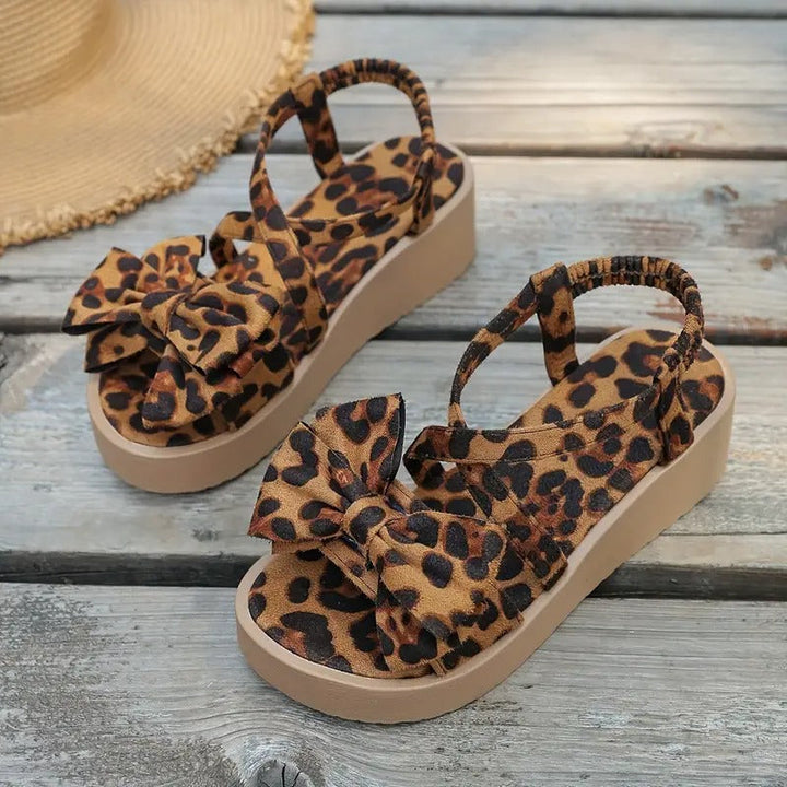 Slides | Knitted Detail & Leopard Print | Elastic Strap | Summery & Comfortable