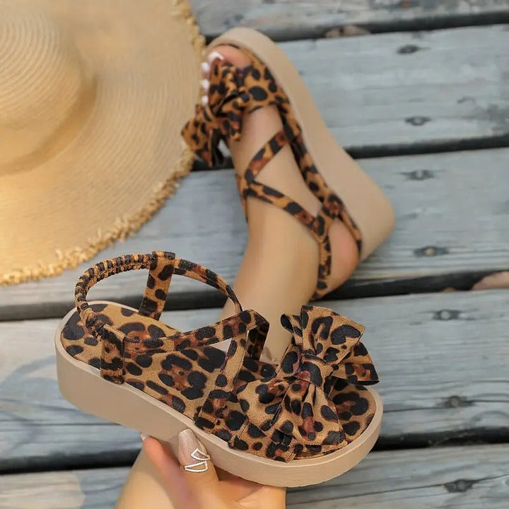 Slides | Knitted Detail & Leopard Print | Elastic Strap | Summery & Comfortable