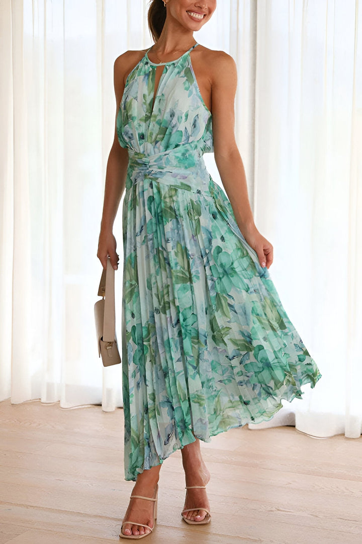 Summer Dress for Women | V-Neck & Floral Pattern | Flowing Maxi Dress in Light Style