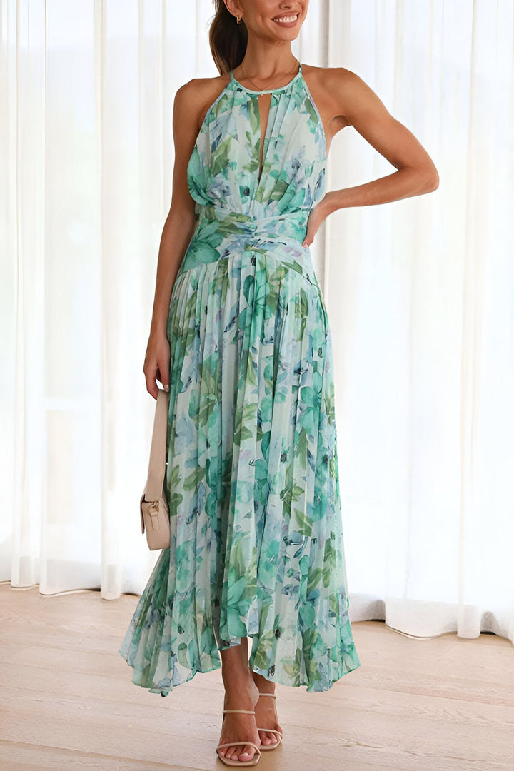 Summer Dress for Women | V-Neck & Floral Pattern | Flowing Maxi Dress in Light Style