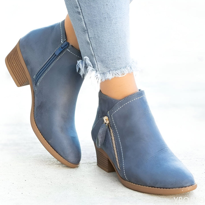 Women’s Ankle Boots | Retro Block Heel | Side Zip Platform