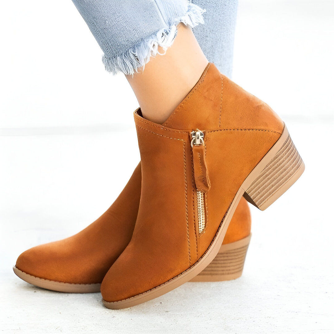 Women’s Ankle Boots | Retro Block Heel | Side Zip Platform