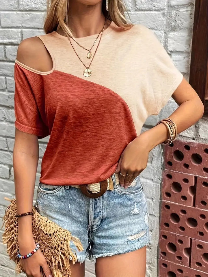 Women's Cold Shoulder Top | Colourful & Short Sleeve | Spring & Summer Style