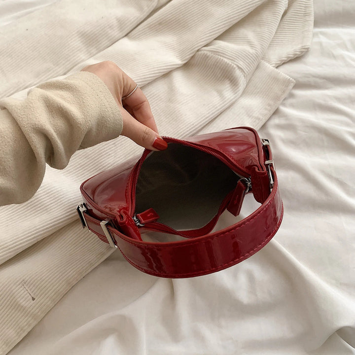 Women's Handbag | Half-Moon Shape | Vintage & Luxurious | PU Leather Red