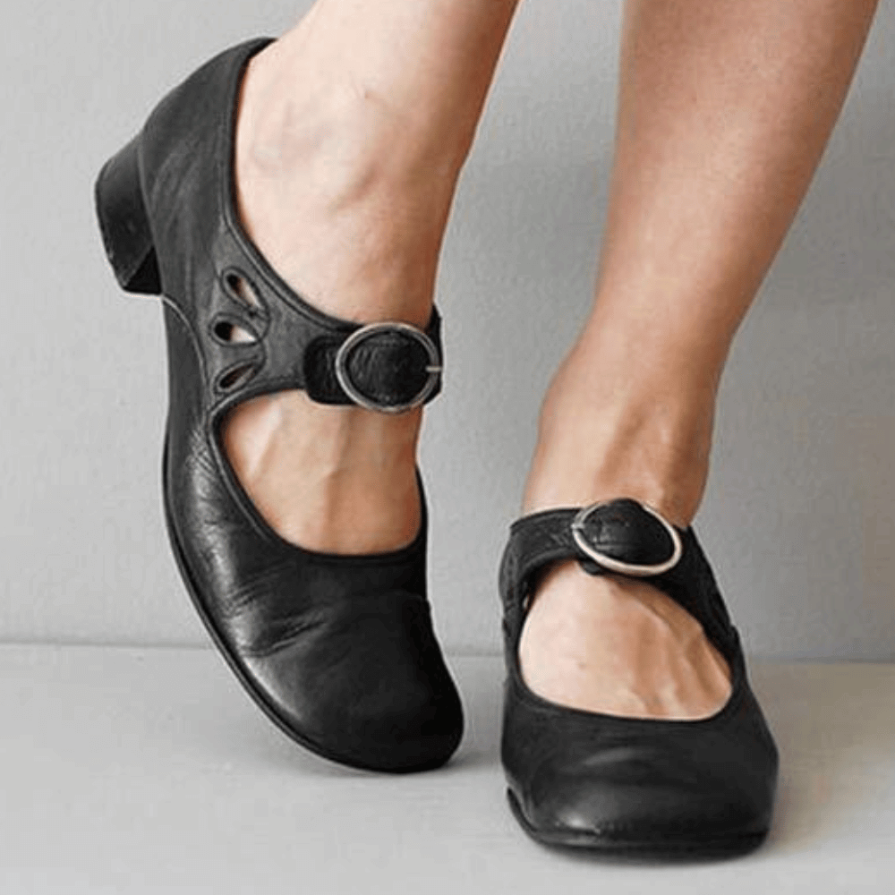 Women's Pumps | Low Heel & Comfortable | Buckle & Strap | Soft Sole for Everyday