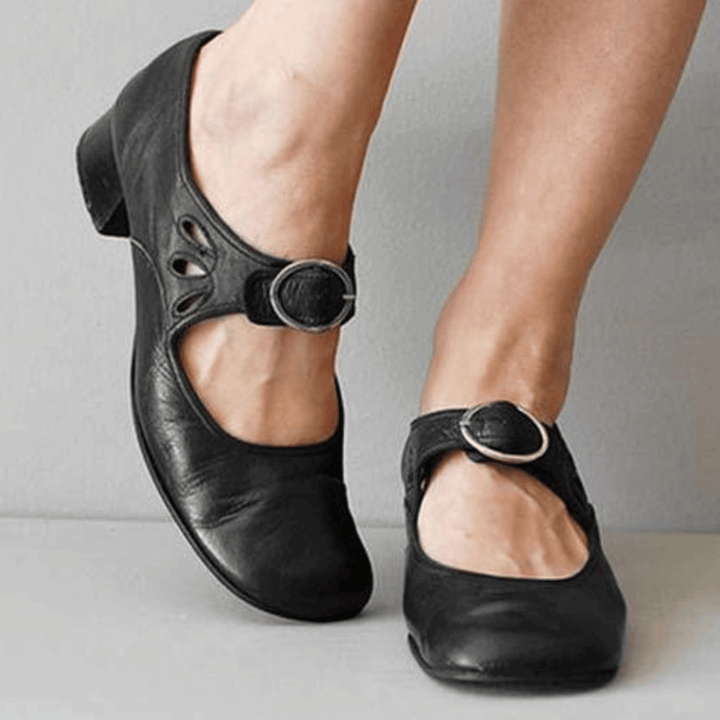 Women's Pumps | Low Heel & Comfortable | Buckle & Strap | Soft Sole for Everyday