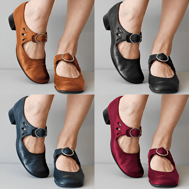 Women's Pumps | Low Heel & Comfortable | Buckle & Strap | Soft Sole for Everyday