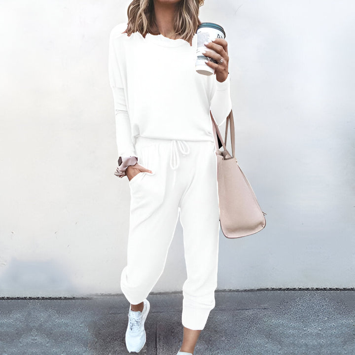 Women's Pyjama Set | Soft & Plain | Long Sleeve Top | Drawstring Trousers