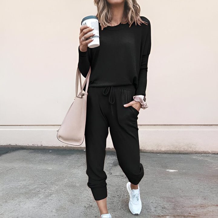 Women's Pyjama Set | Soft & Plain | Long Sleeve Top | Drawstring Trousers