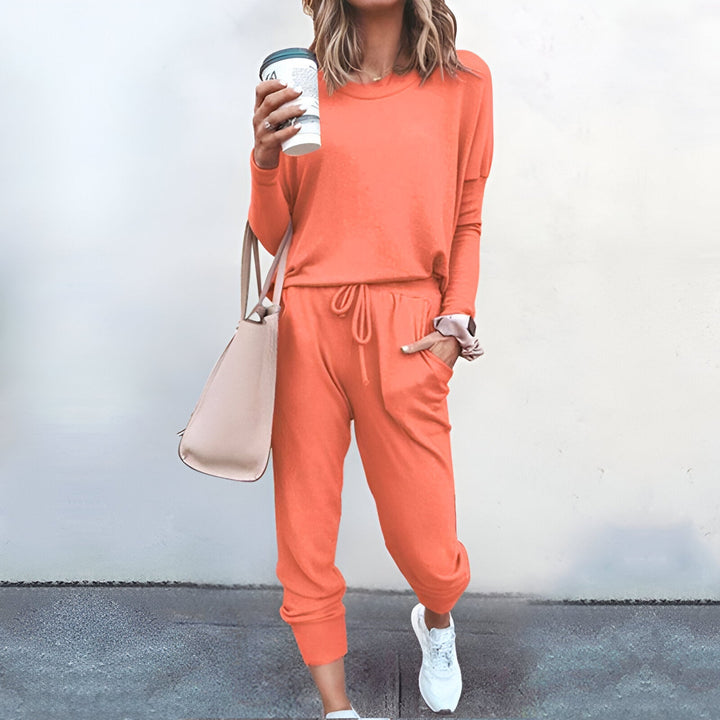 Women's Pyjama Set | Soft & Plain | Long Sleeve Top | Drawstring Trousers