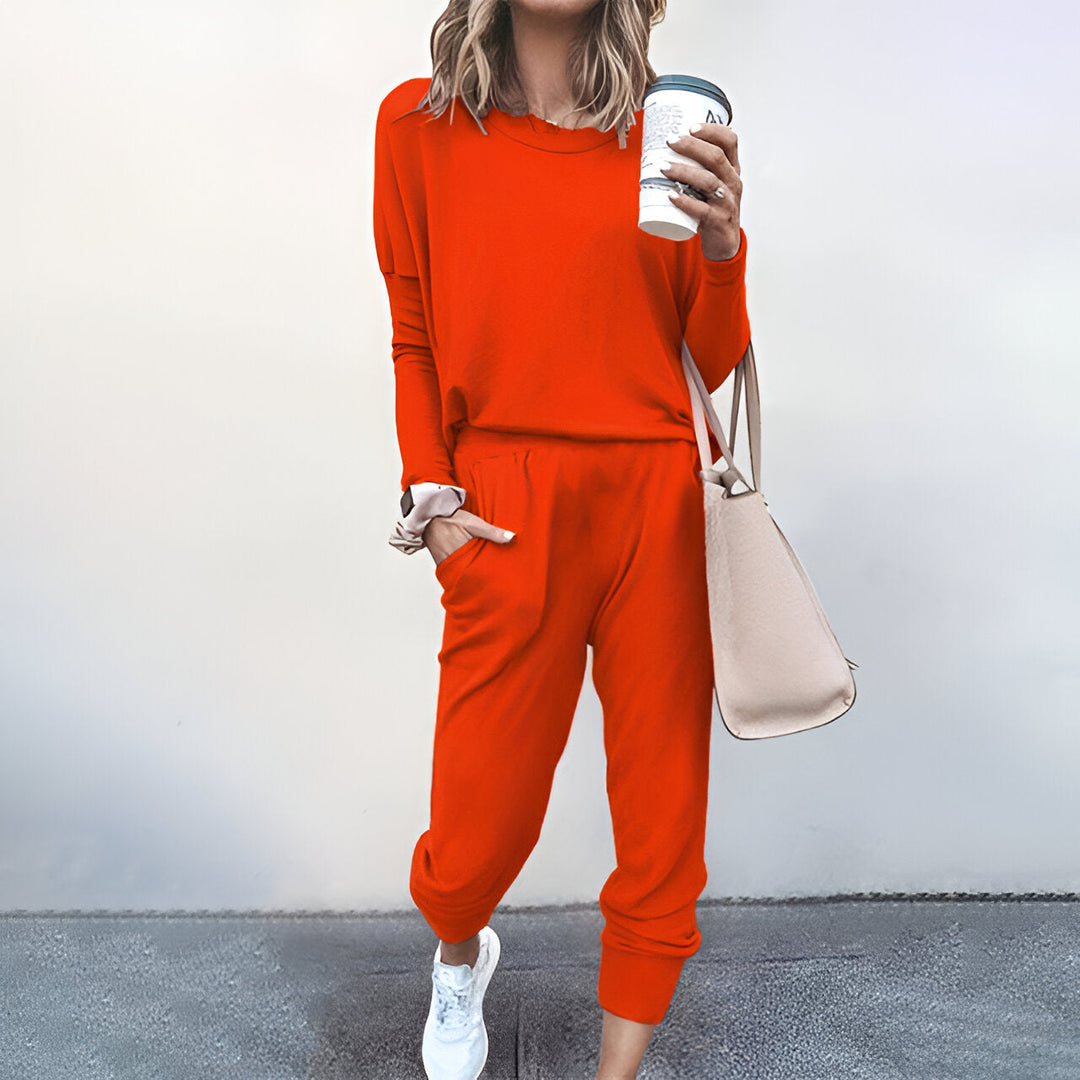 Women's Pyjama Set | Soft & Plain | Long Sleeve Top | Drawstring Trousers