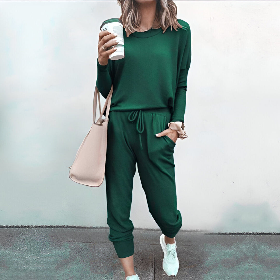 Women's Pyjama Set | Soft & Plain | Long Sleeve Top | Drawstring Trousers