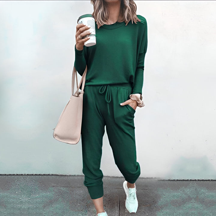 Women's Pyjama Set | Soft & Plain | Long Sleeve Top | Drawstring Trousers