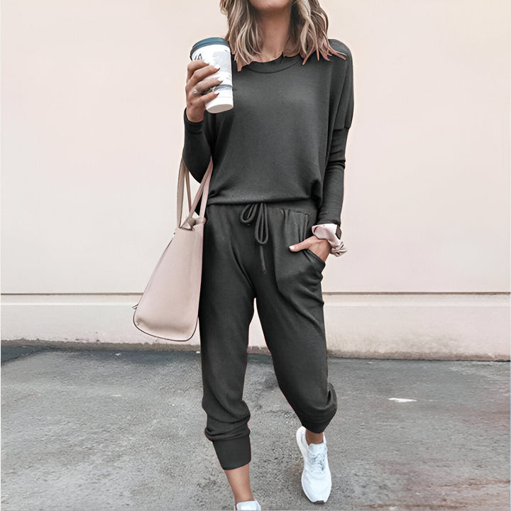 Women's Pyjama Set | Soft & Plain | Long Sleeve Top | Drawstring Trousers