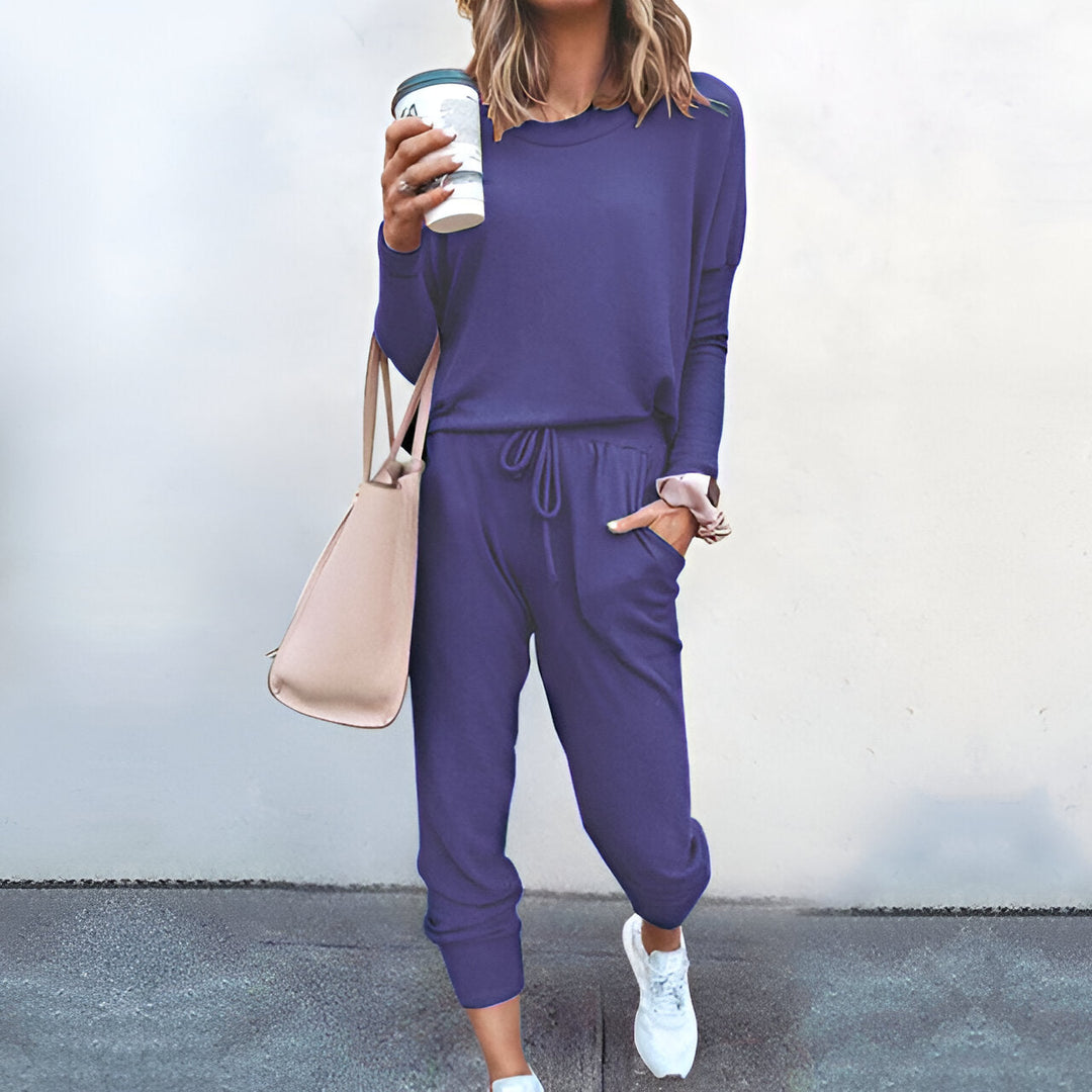 Women's Pyjama Set | Soft & Plain | Long Sleeve Top | Drawstring Trousers