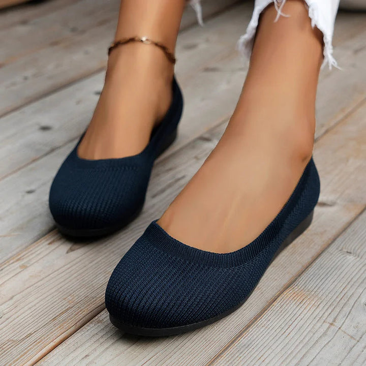 Women's Shoes | Lightweight & Breathable | Knitted Ballerina Loafers | Solid Colour Slip-on Flats